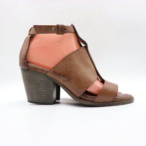 Rag & Bone Brown Charlie Leather Sandals Women's EU 38 Studs Stacked Block Heel